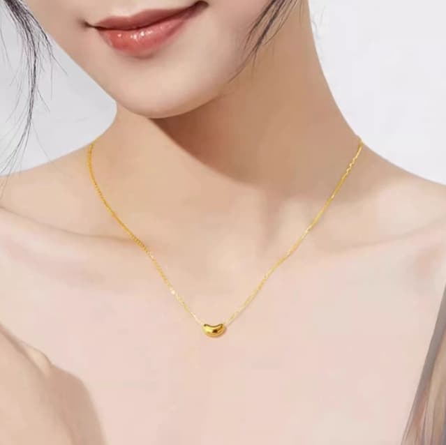 ゴールドアクセサリー シンプルビーンズモチーフネックレス