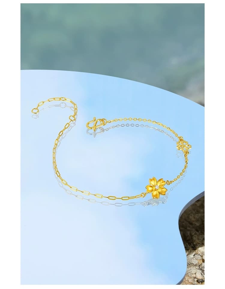 ゴールドアクセサリー シンプル一粒ブレスレット