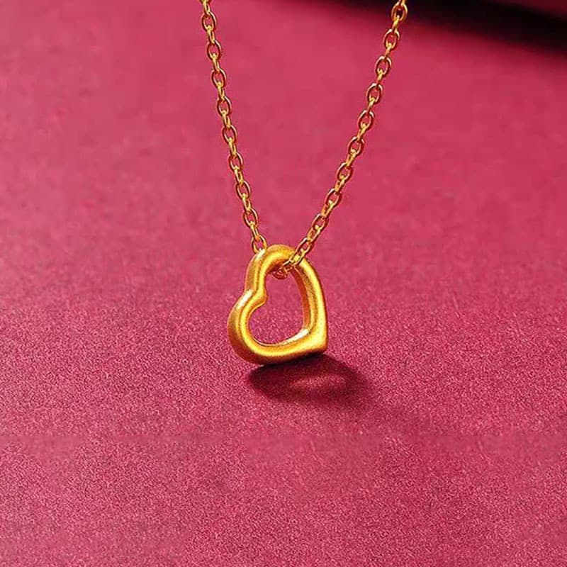 ゴールドアクセサリー シンプルオープンハート紐ネックレス